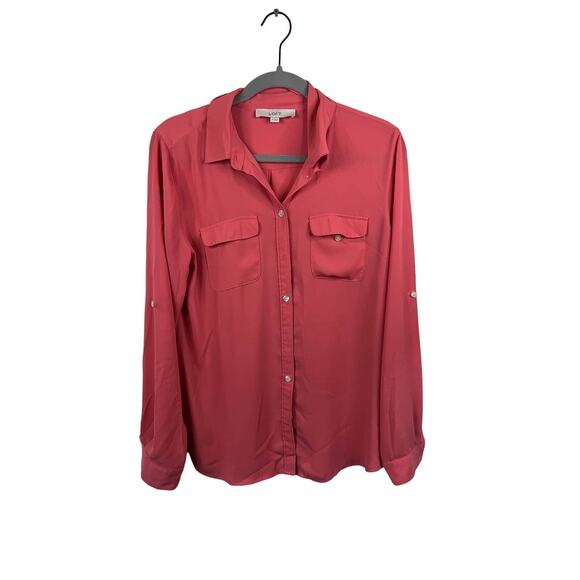 Ann Taylor Loft Pink Women's Button Up Blouse Size Medium - Picture 1 of 4